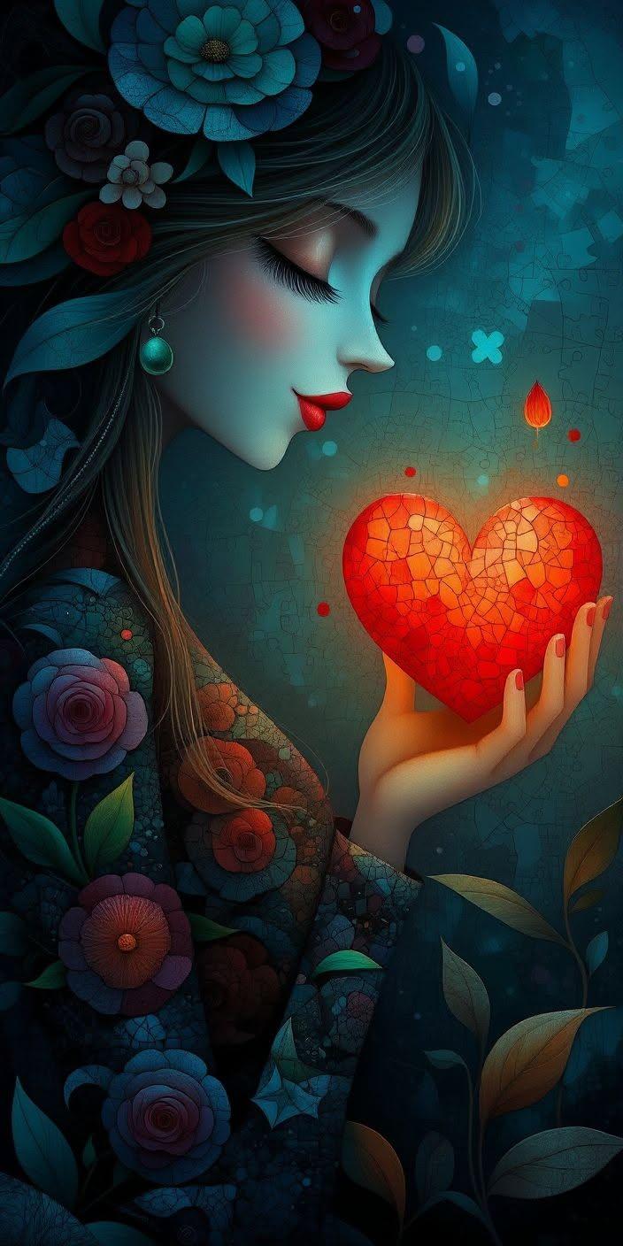 Glowing Heart Fantasy Wallpaper ❤️✨
