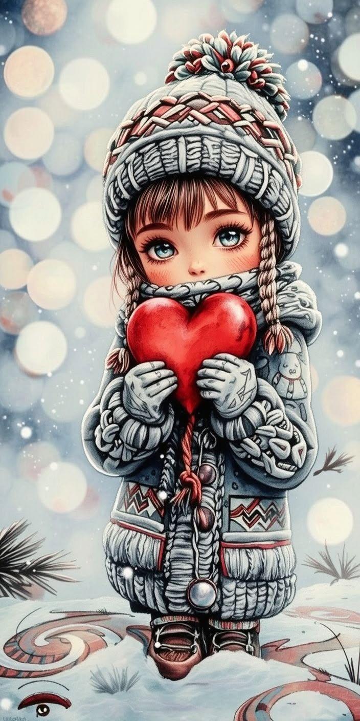Cute Winter Heart Wallpaper