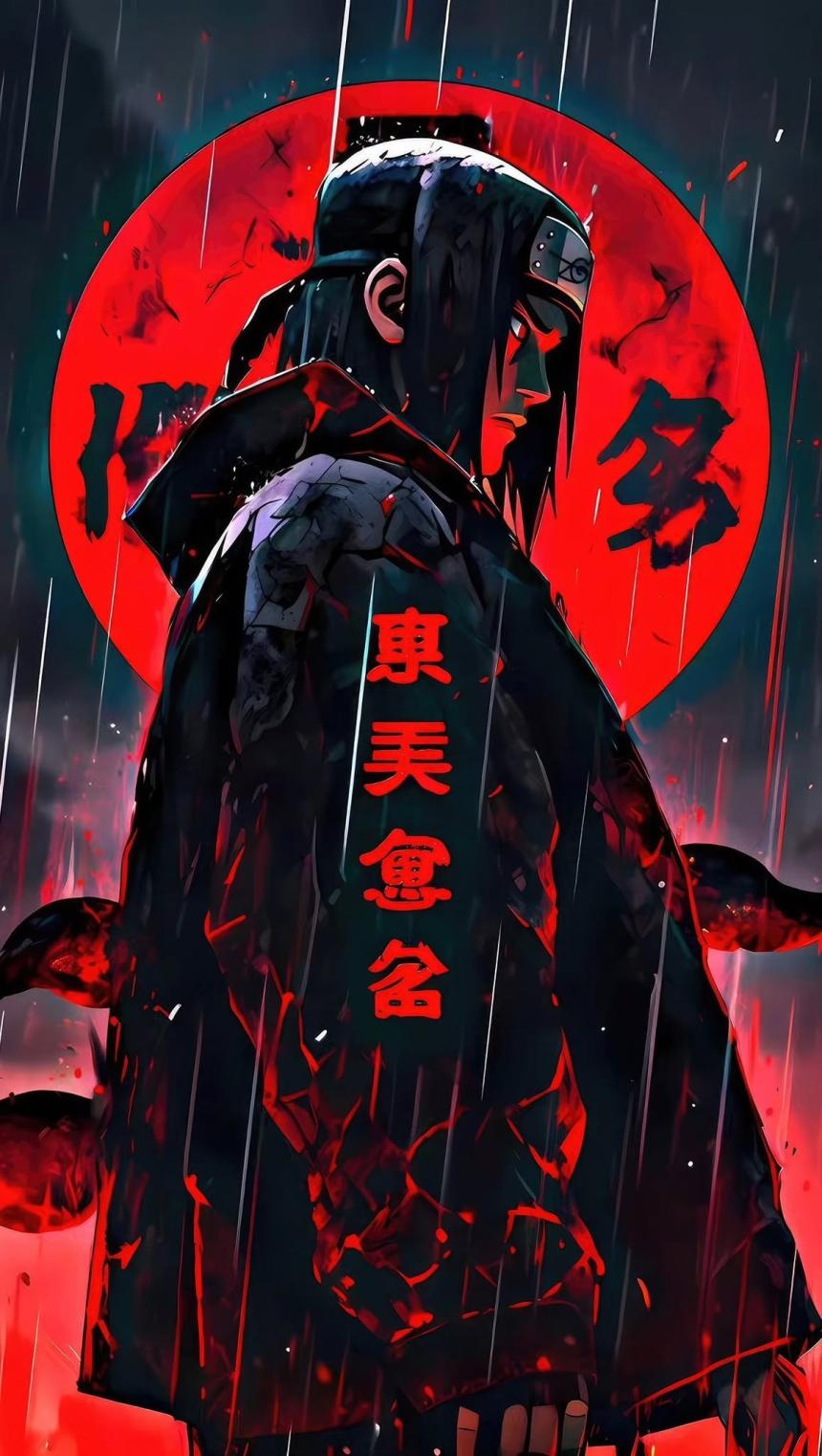 Itachi Uchiha Red Moon Wallpaper