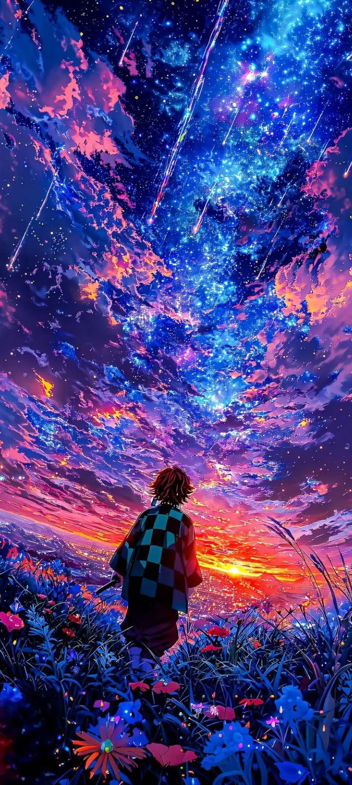 Anime Cosmic Sky Sunset Wallpaper