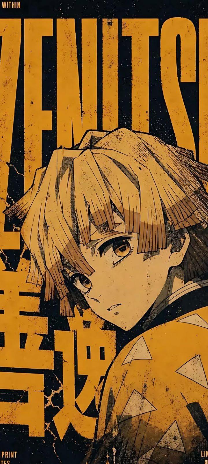 Zenitsu Agatsuma Vintage Anime Wallpaper