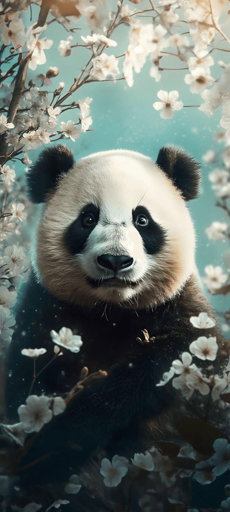 Cute Panda Blossom Wallpaper