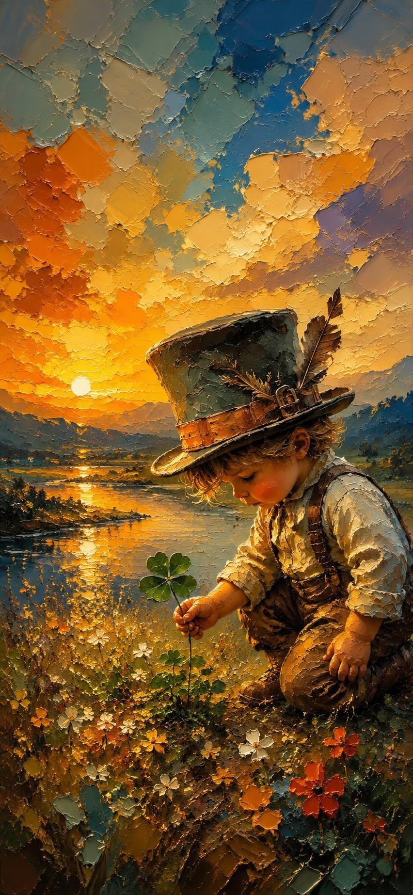 Golden Sunset Clover Wallpaper