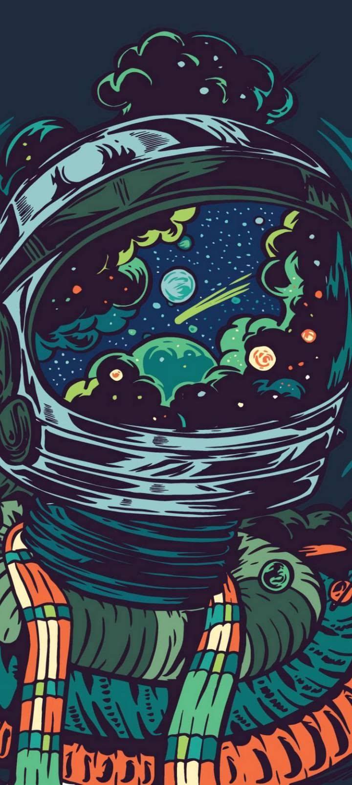 Astronaut Galaxy Wallpaper – Cosmic Space Art Phone Background