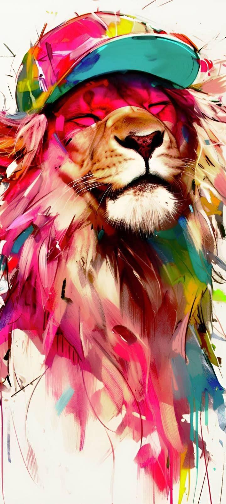 Colorful Lion Wallpaper – Vibrant Street Art Phone Background