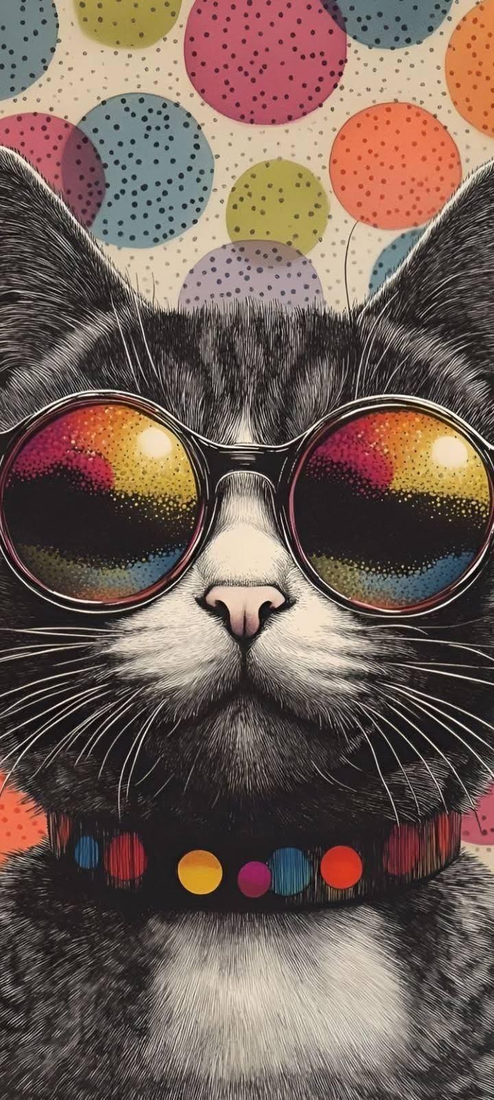 Cool Cat Wallpaper – Retro Sunglasses Pop Art Phone Background