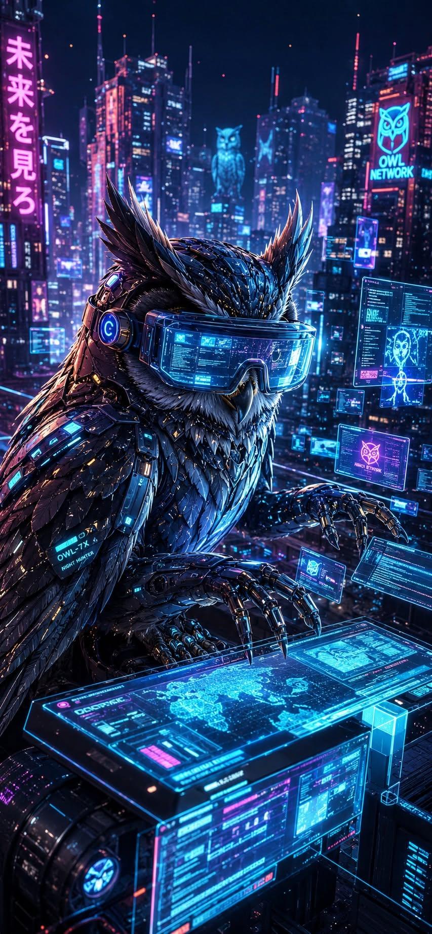 Mecha Owl Hacker Wallpaper