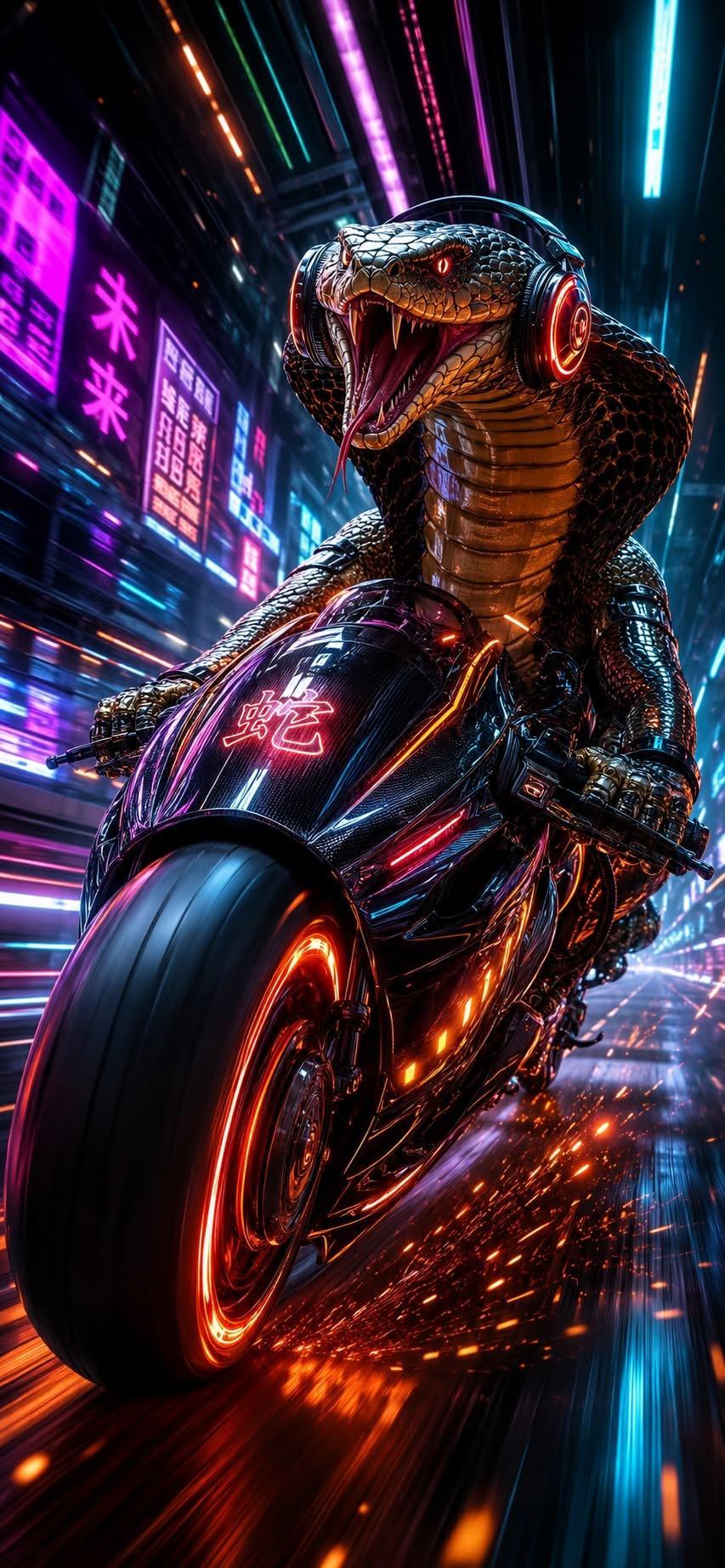 Cyberpunk Snake Rider Wallpaper