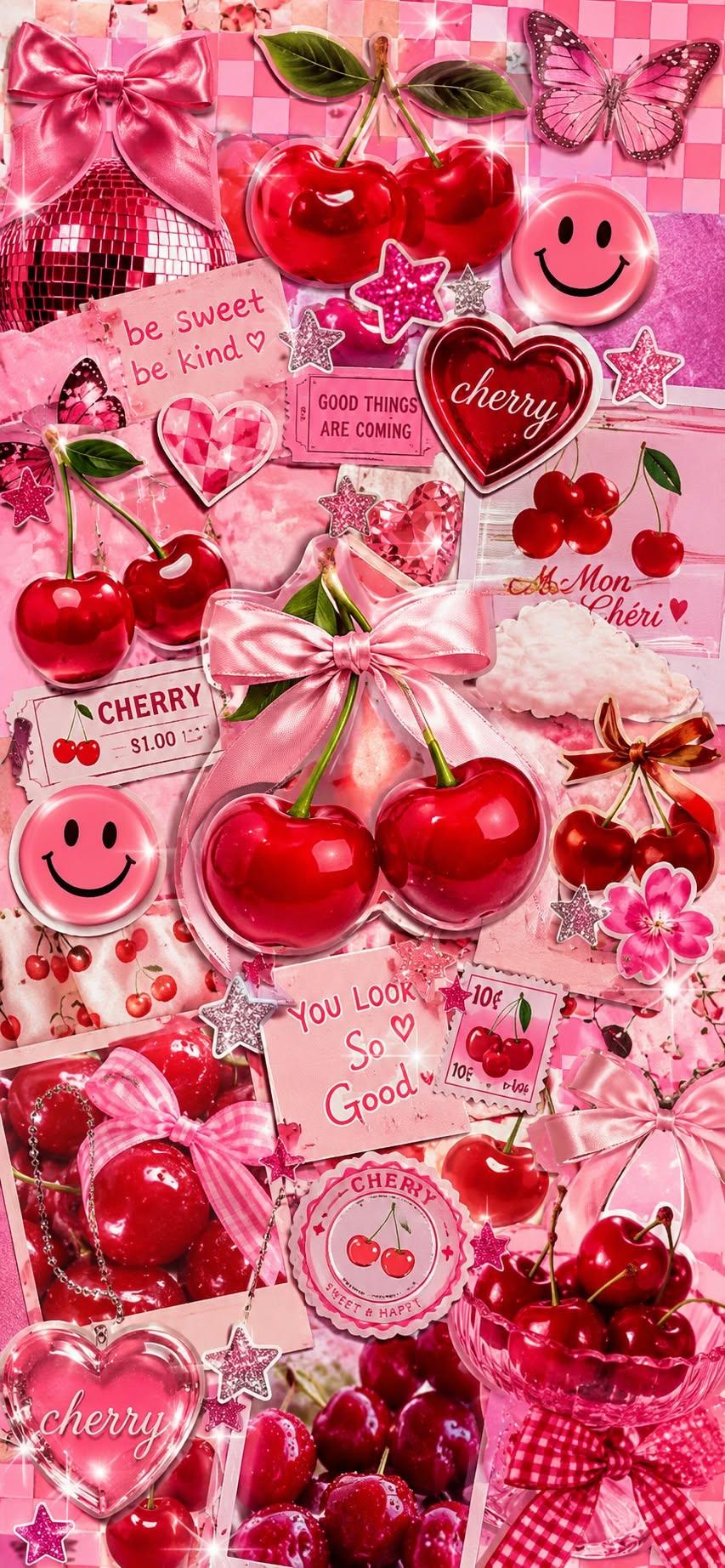 Sweet Cherry Collage Wallpaper