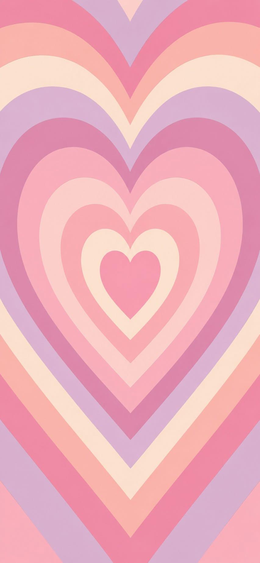 Retro heart wallpaper with concentric pastel pink and purple heart pattern
