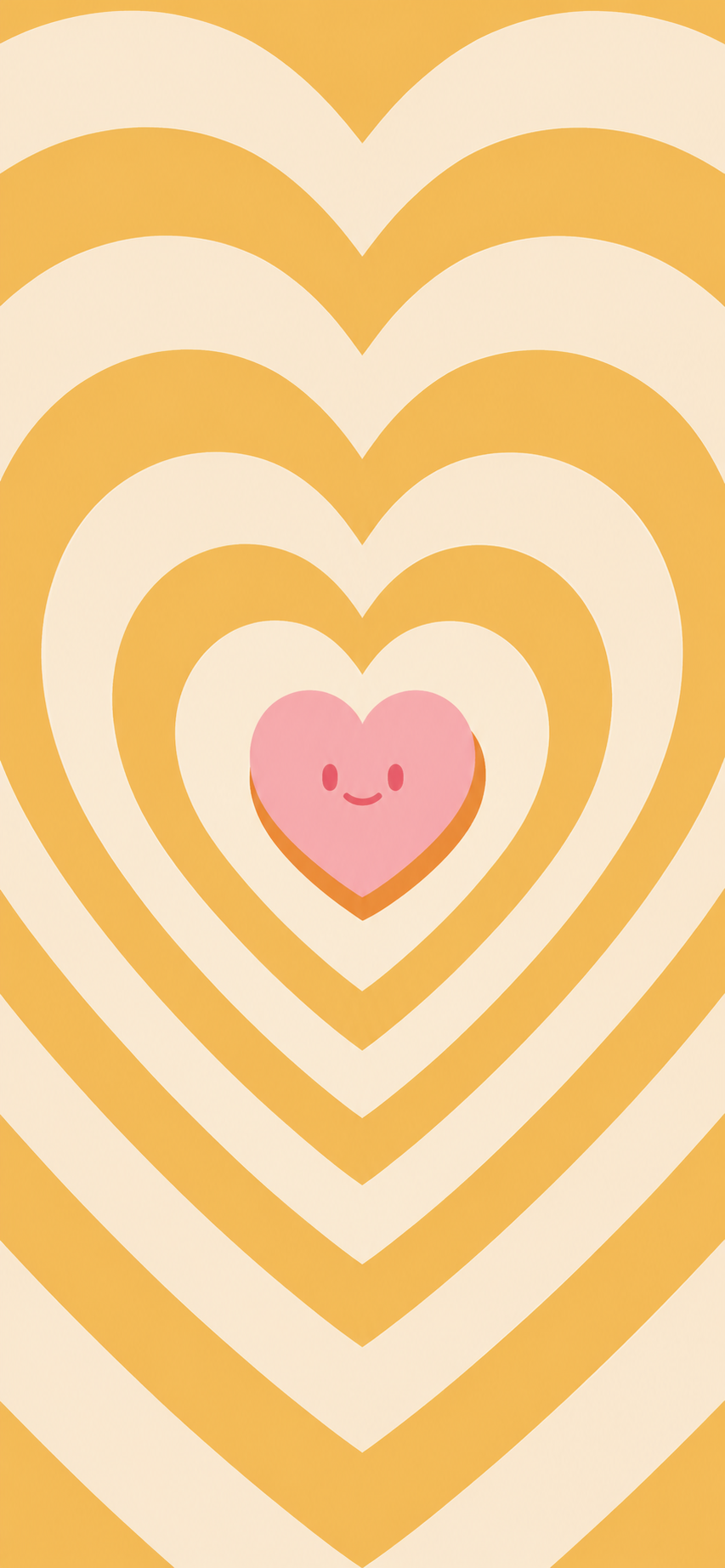 Cute Heart Wallpaper – Yellow Groovy Pattern
