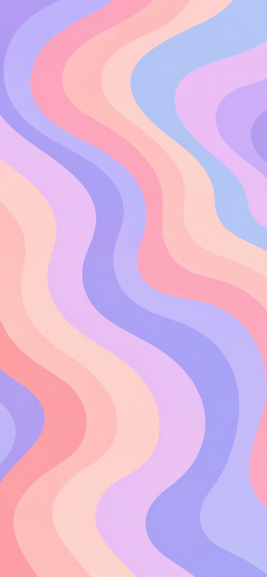 Pastel wave wallpaper with flowing pink, purple, and blue wavy stripes