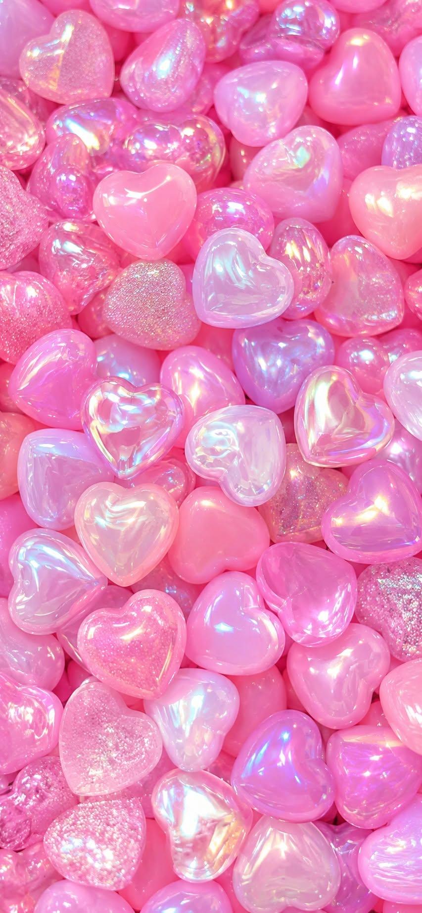 Pink glossy heart wallpaper for iPhone