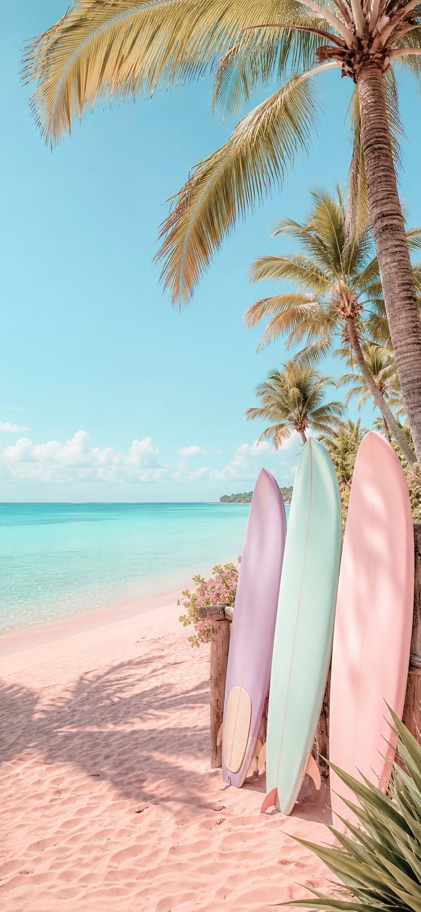 Pastel beach surfboards wallpaper for iPhone