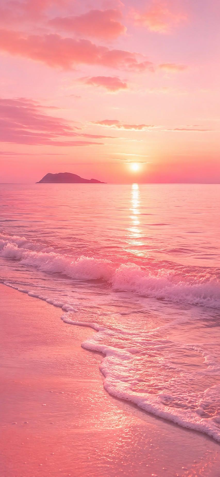 Pink sunset ocean wallpaper for iPhone