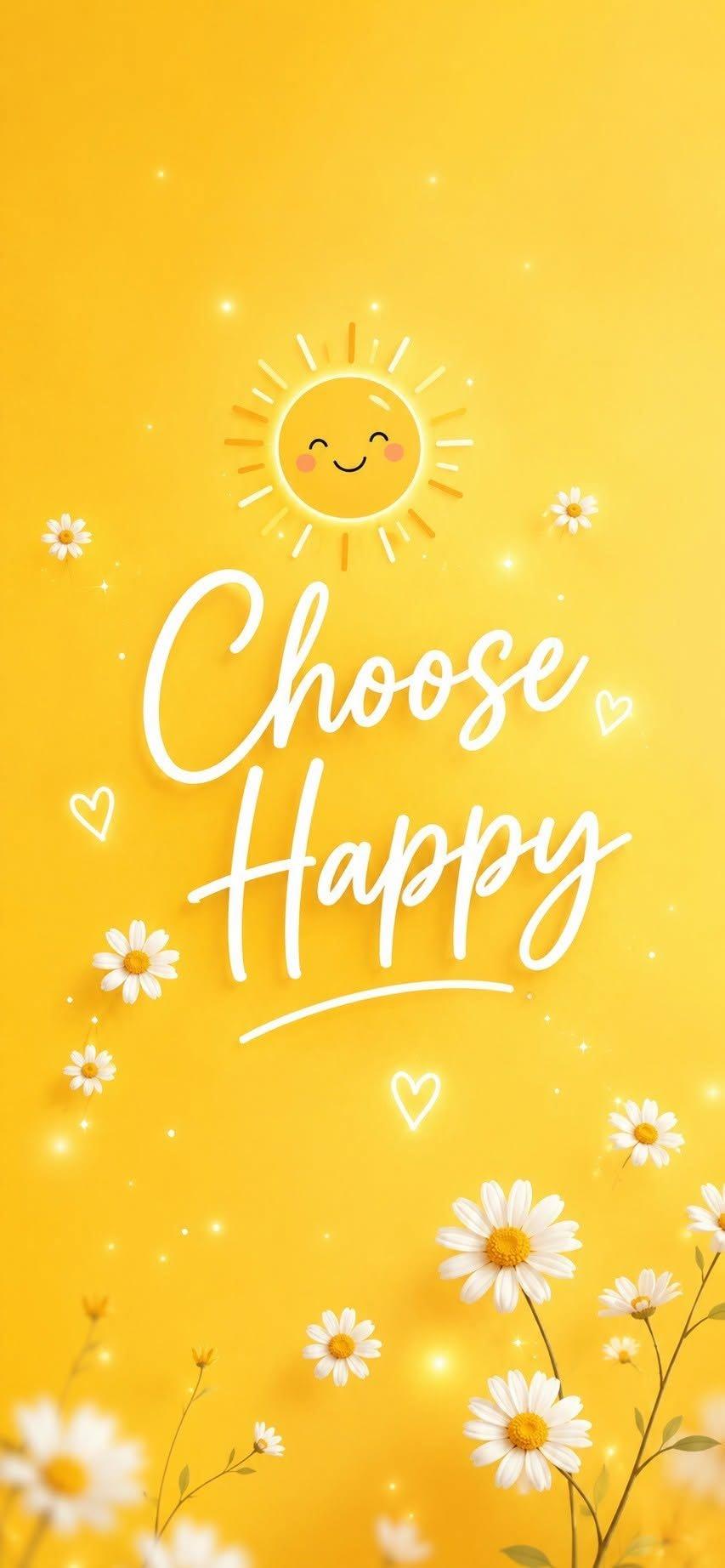 Choose happy wallpaper with smiling sun and daisies