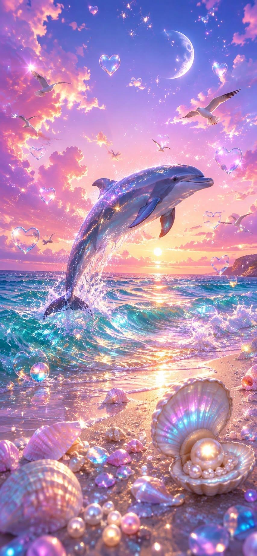Sparkling Dolphin Leap at Dreamy Sunset