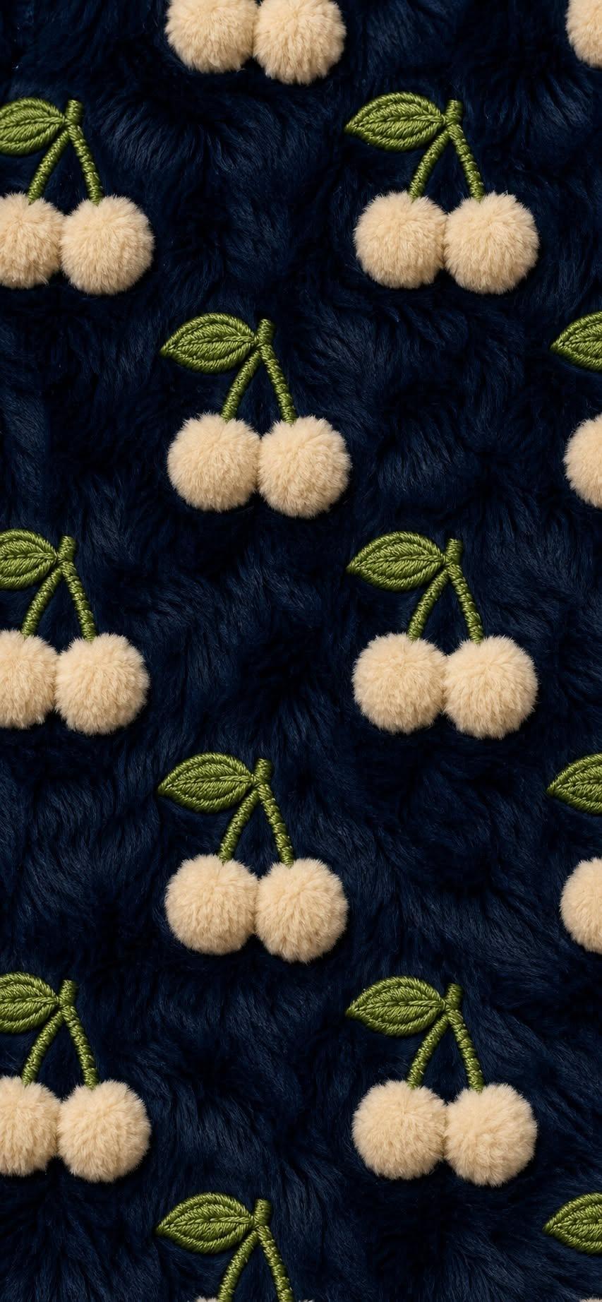 Cherry wallpaper with fuzzy pom