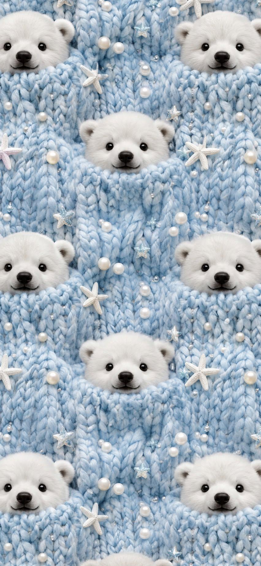 Polar bear wallpaper - cozy knit sweater pattern