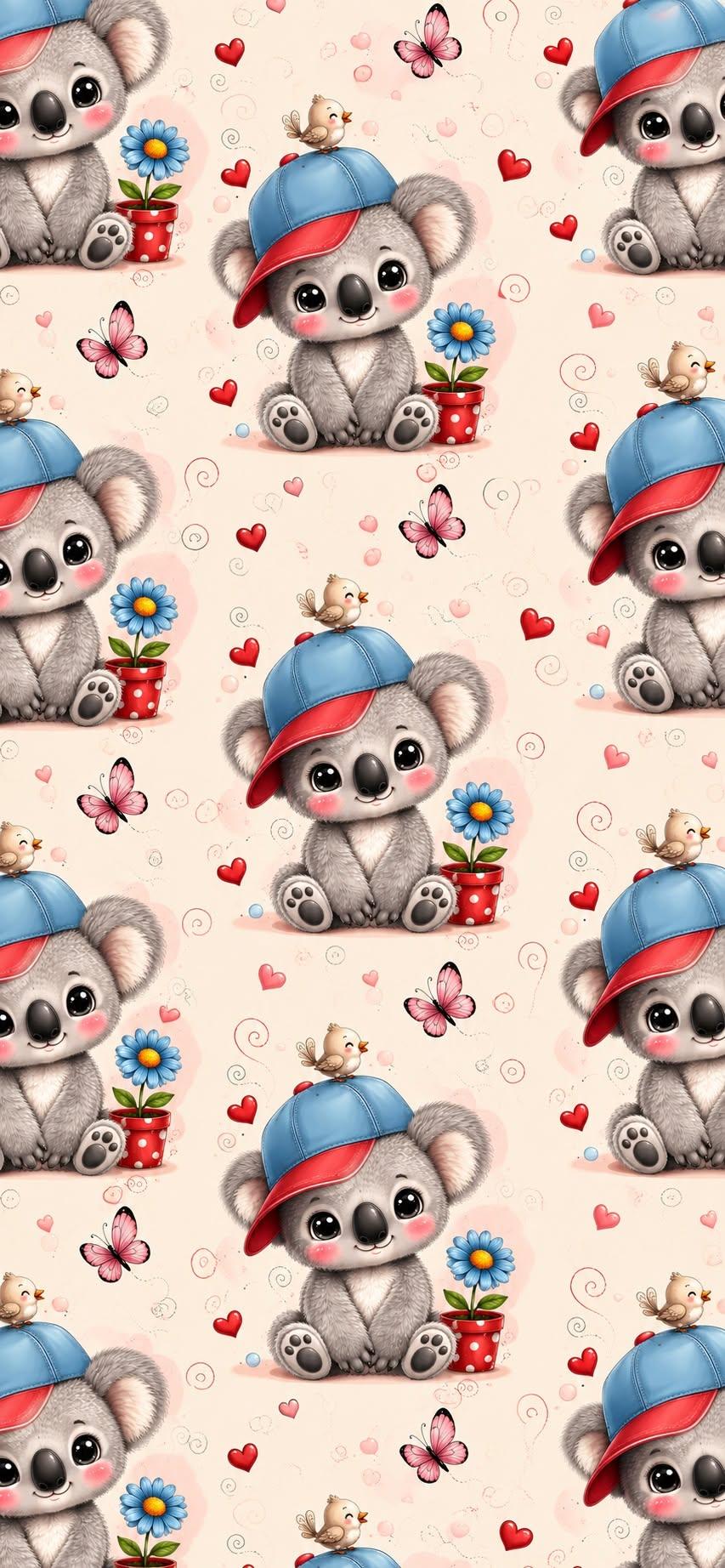 Cute Koala Pattern Wallpaper