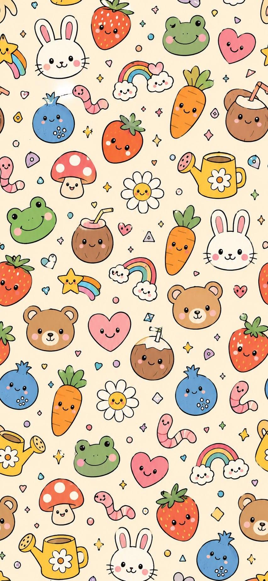 Cute Kawaii Pattern Wallpaper