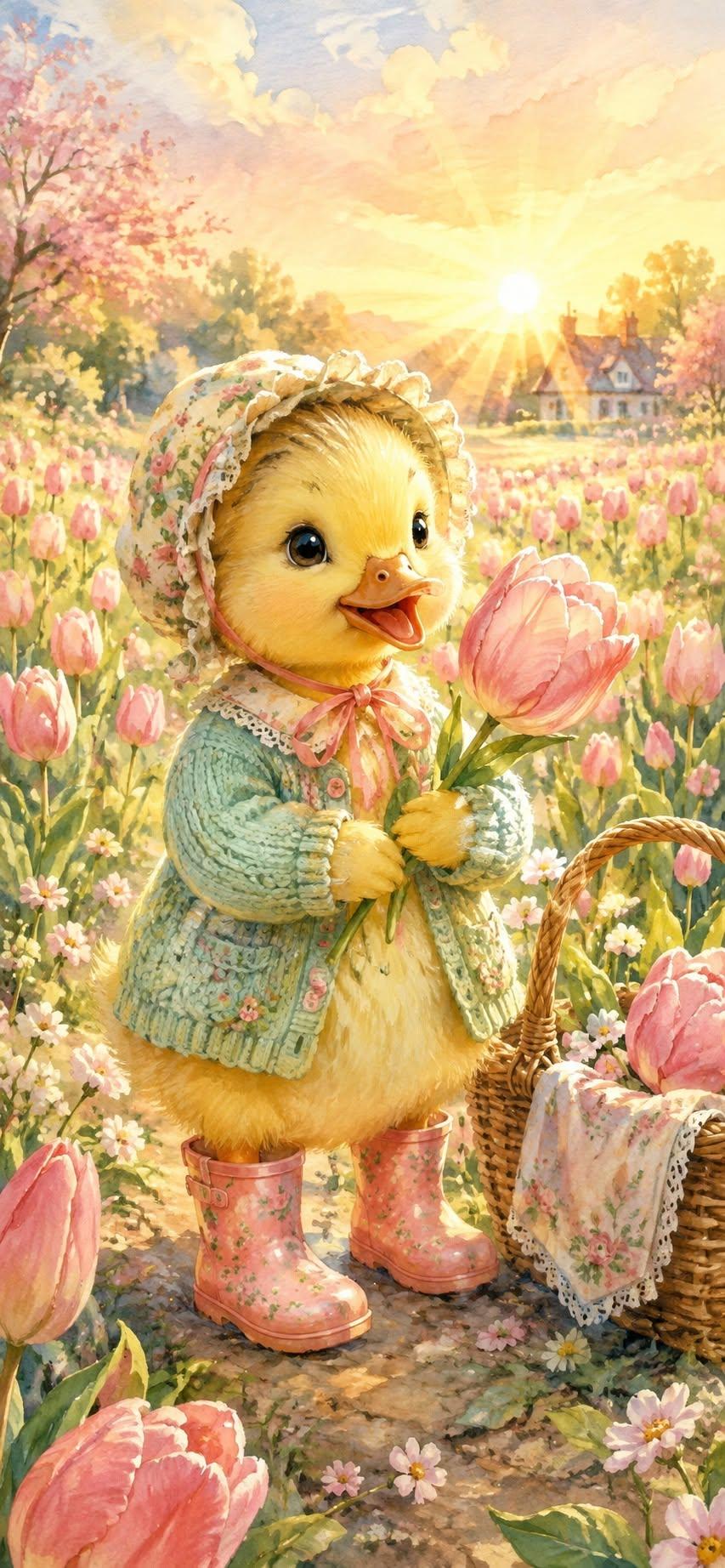 Cute Spring Duckling Wallpaper