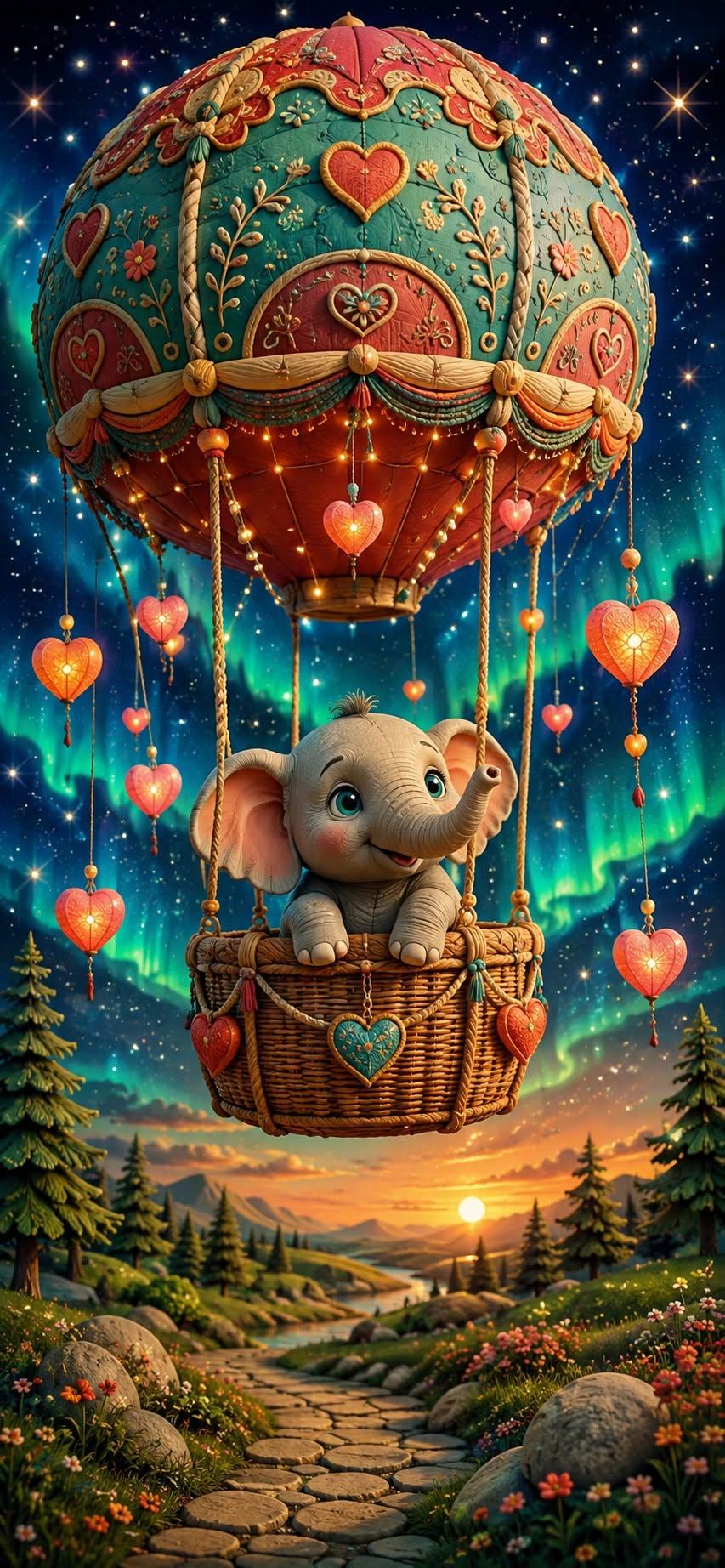 Cute Baby Elephant Balloon Wallpaper
