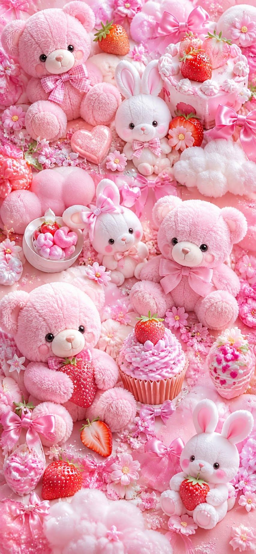 Cute Pink Teddy Bear Wallpaper