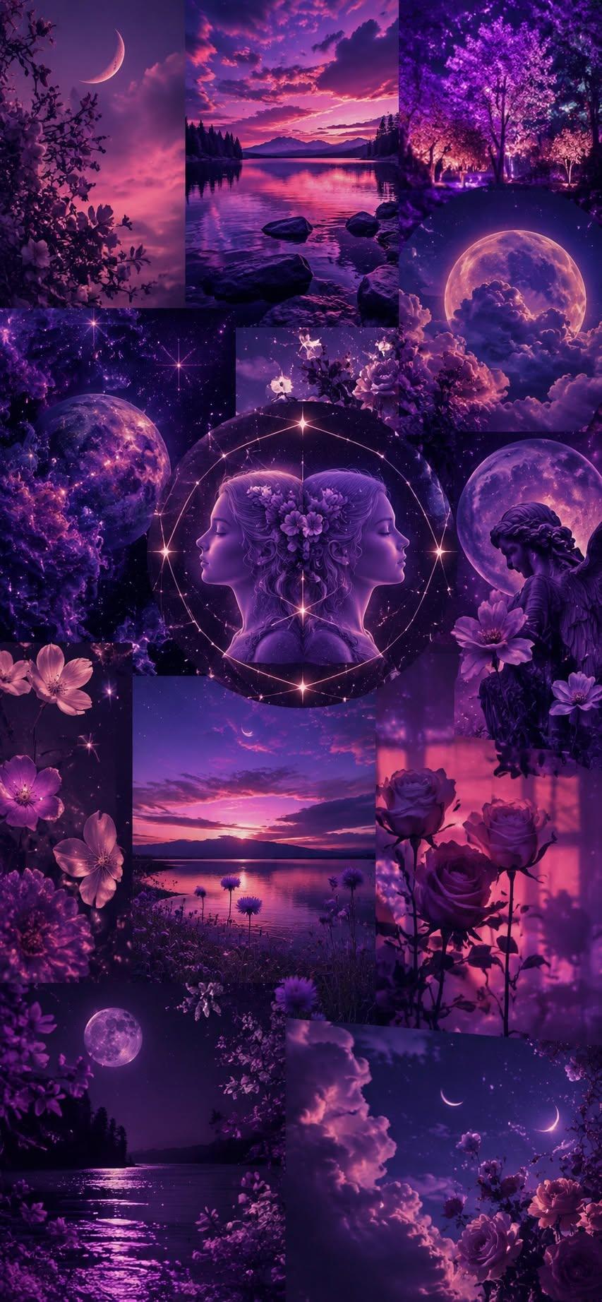 Purple Mystic Night Sky Wallpaper
