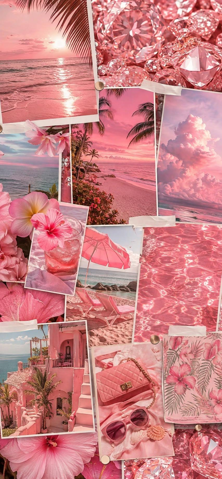 Pink Sunset and Sparkling Diamonds Wallpaper