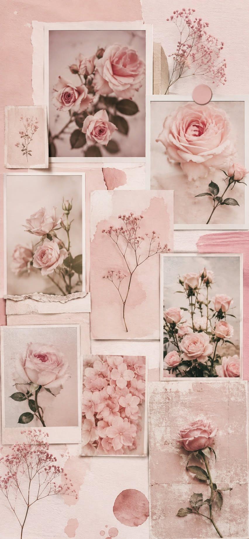Vintage Roses and Dried Flowers Wallpaper