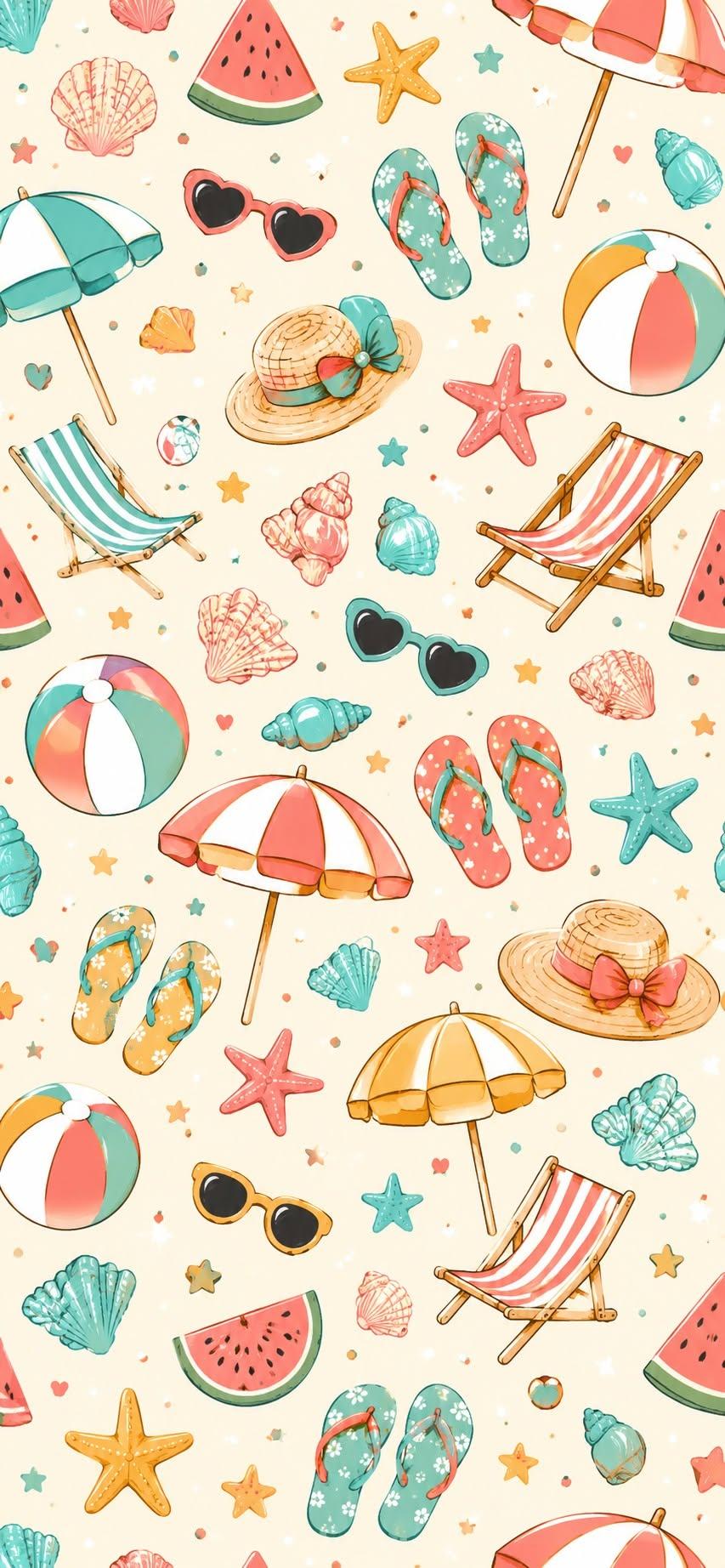 Vintage Beach Essentials Pattern