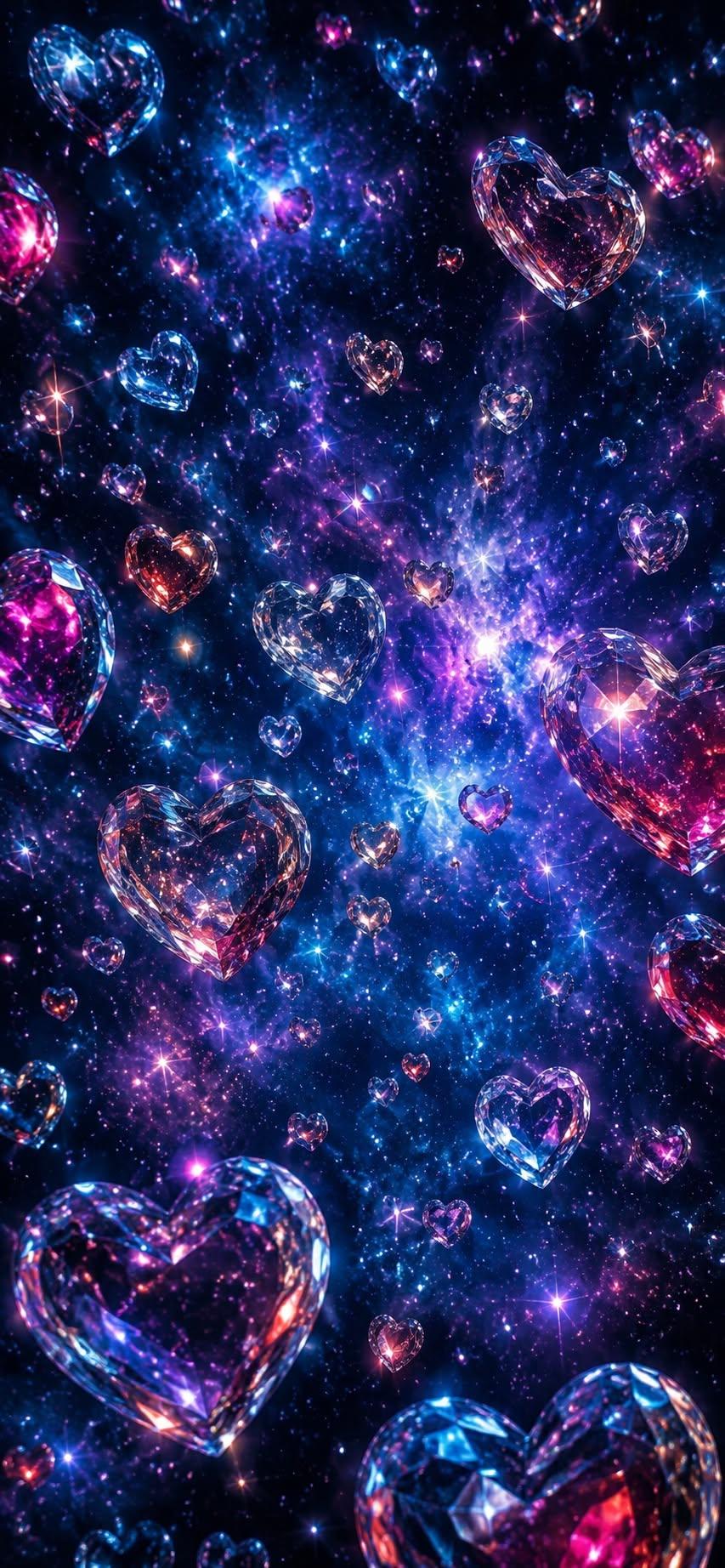 Crystal Hearts Galaxy Wallpaper
