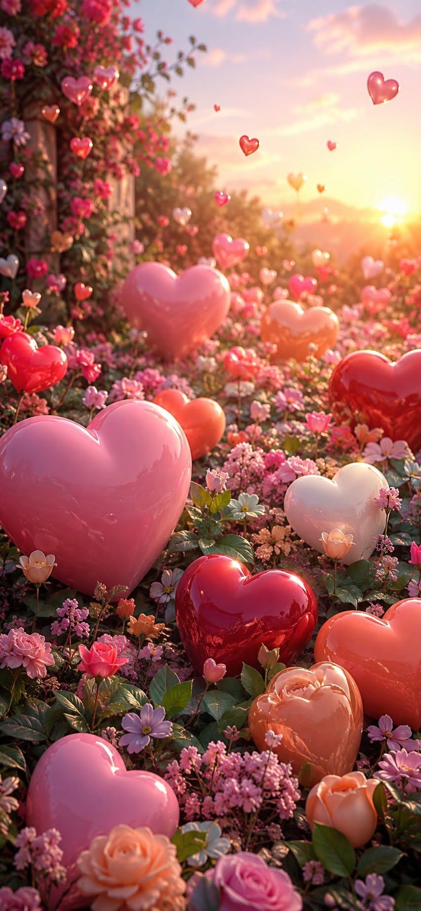 Romantic Heart Garden Wallpaper