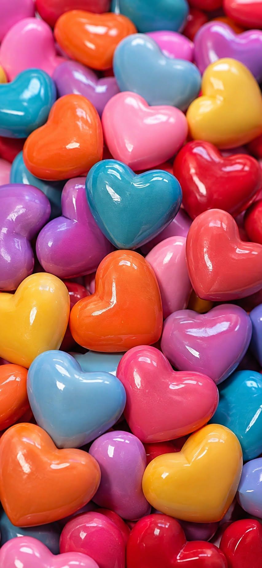 Colorful Candy Hearts Wallpaper