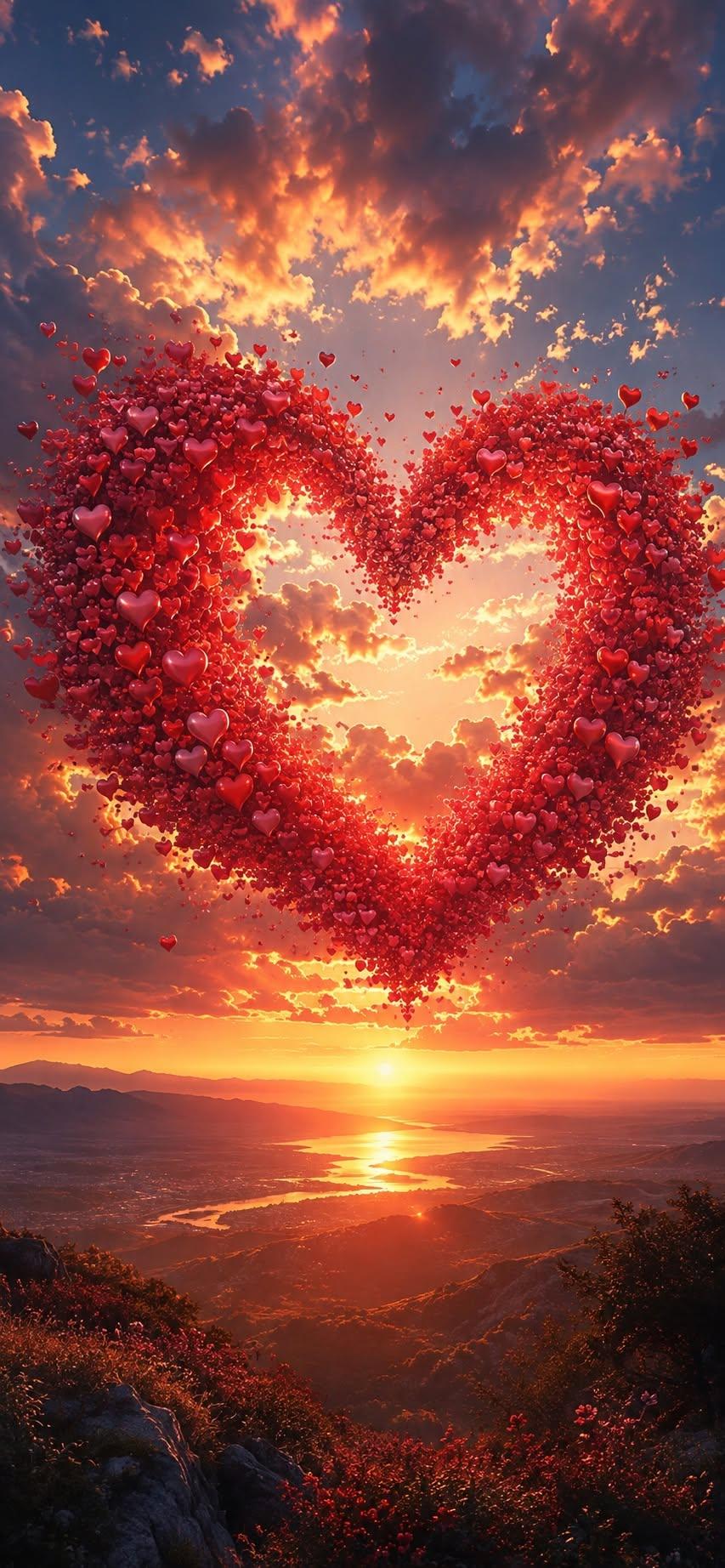 Sunset Heart Landscape Wallpaper