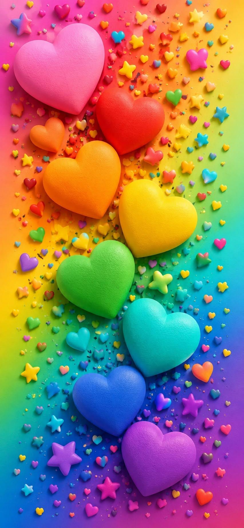 Rainbow Hearts Wallpaper