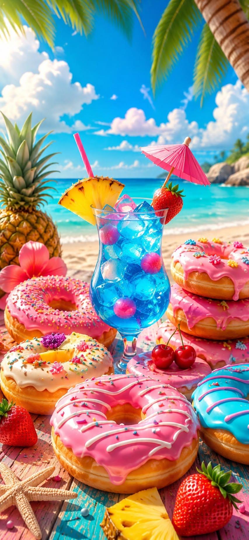 Sweet Tropical Donuts Wallpaper
