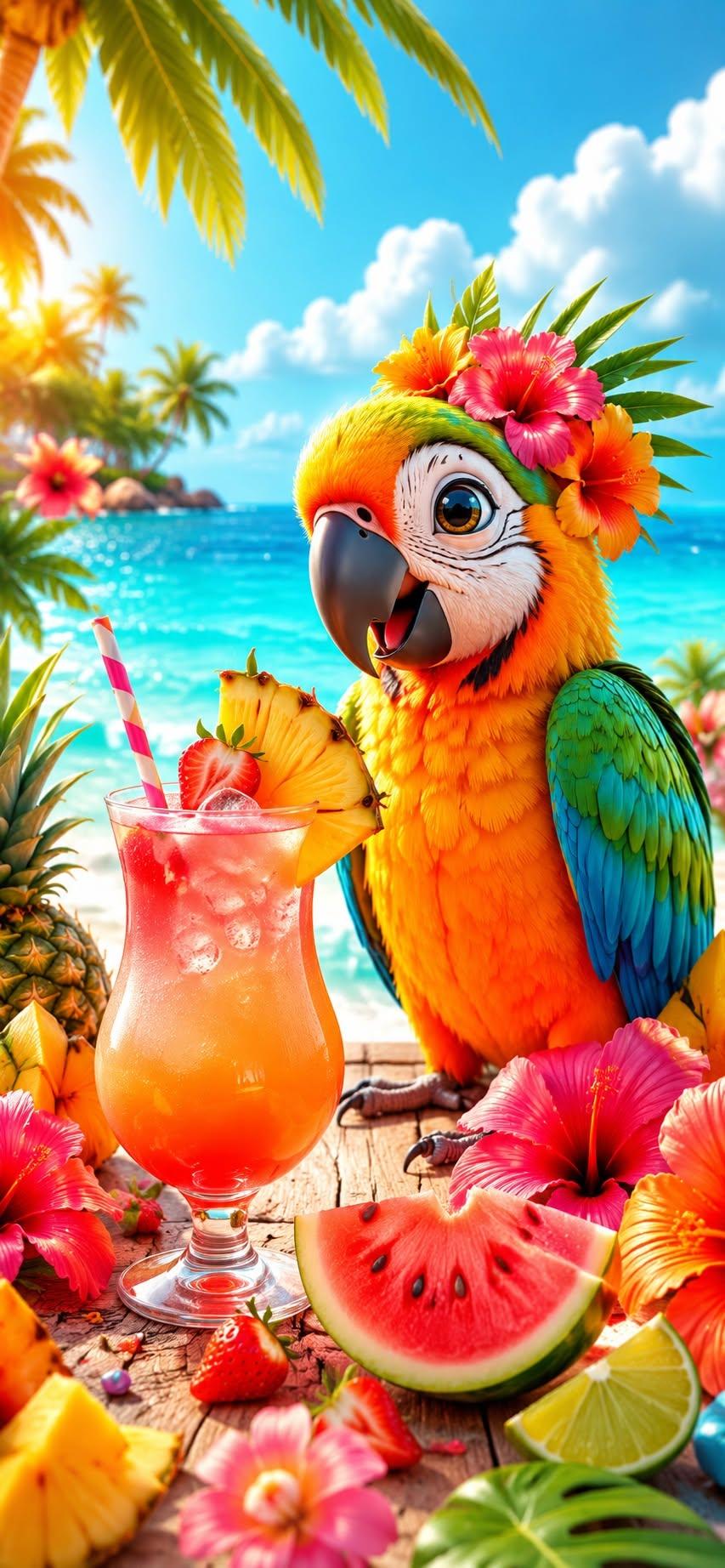 Tropical Parrot Summer Wallpaper
