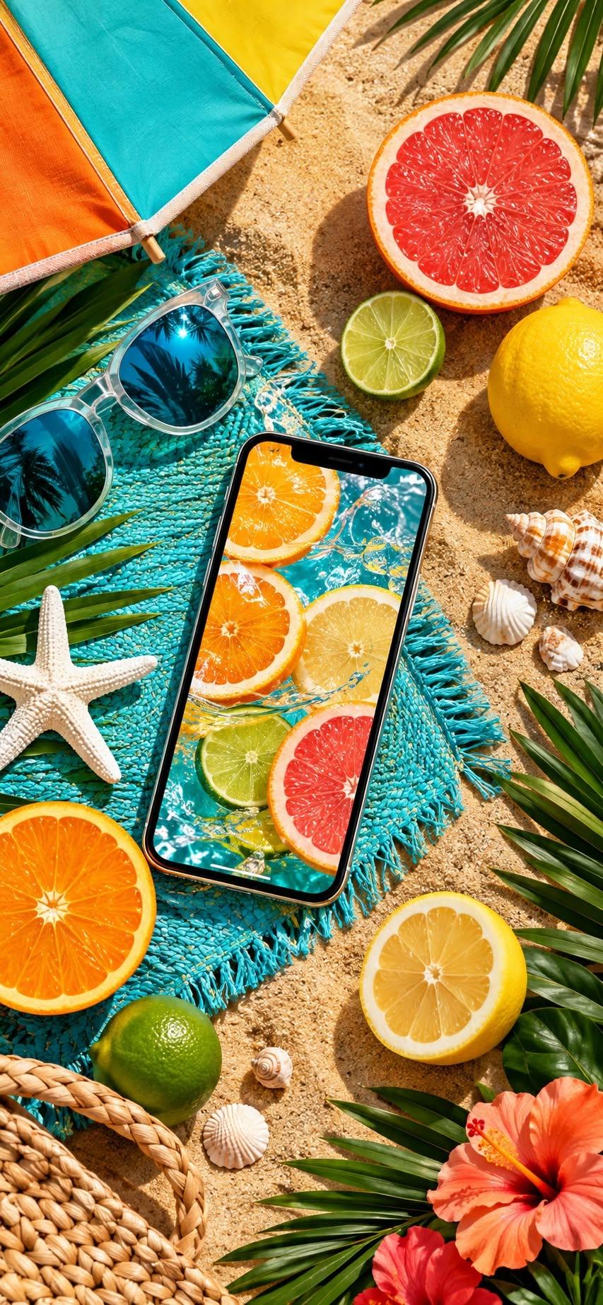 Tropical Citrus Beach Wallpaper