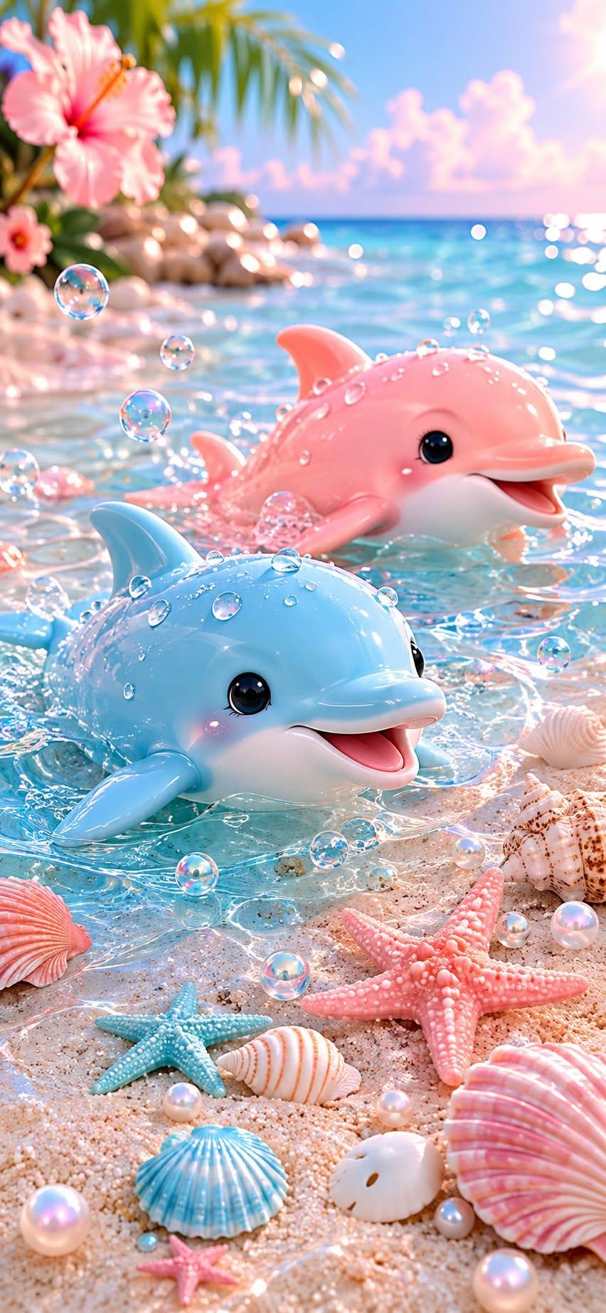 Cute Dolphin Beach Wallpaper