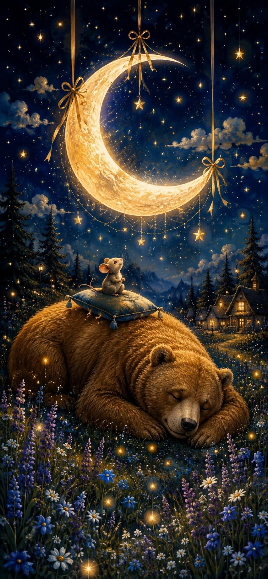 Moonlit Bear Dream Wallpaper