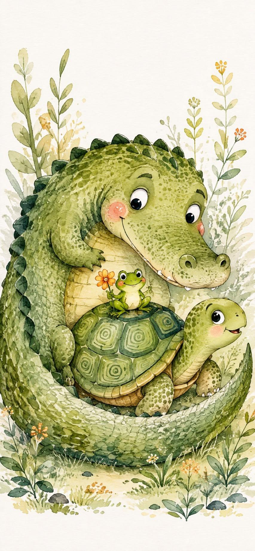 Cute Crocodile Friends Wallpaper
