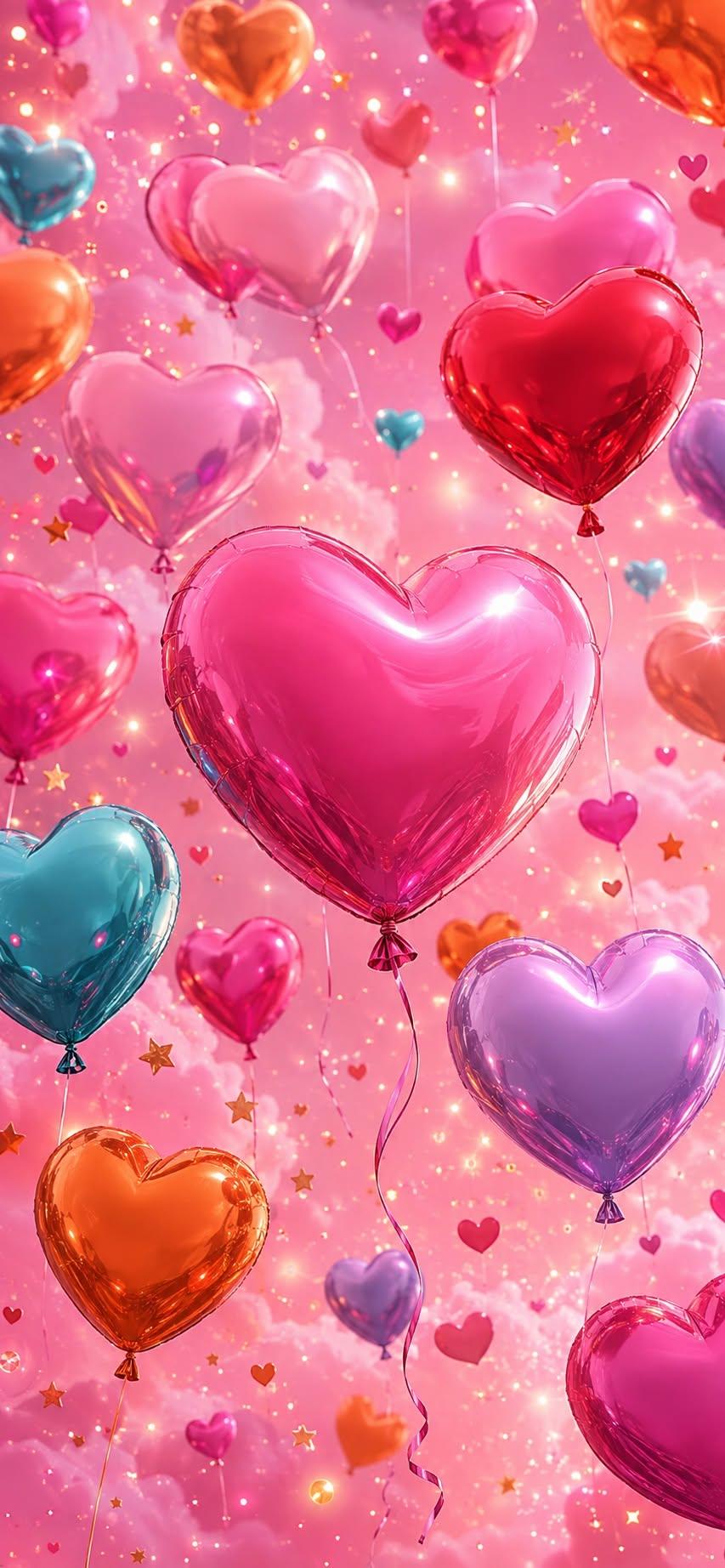Colorful Heart Balloons Wallpaper