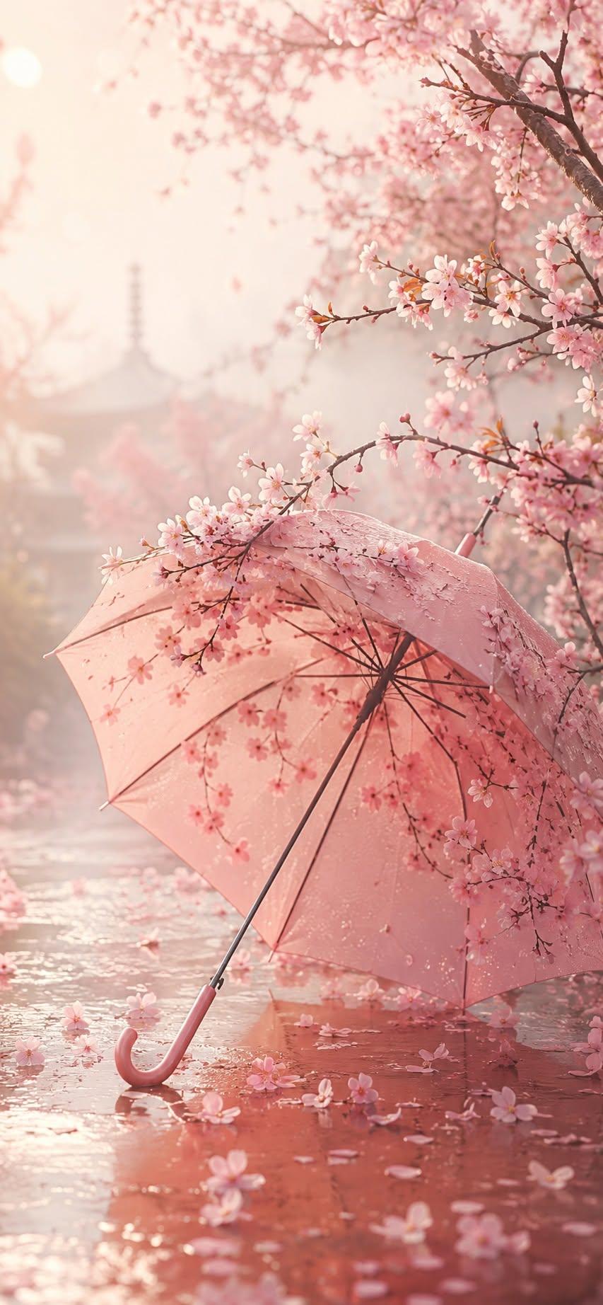 Cherry Blossom Umbrella Wallpaper