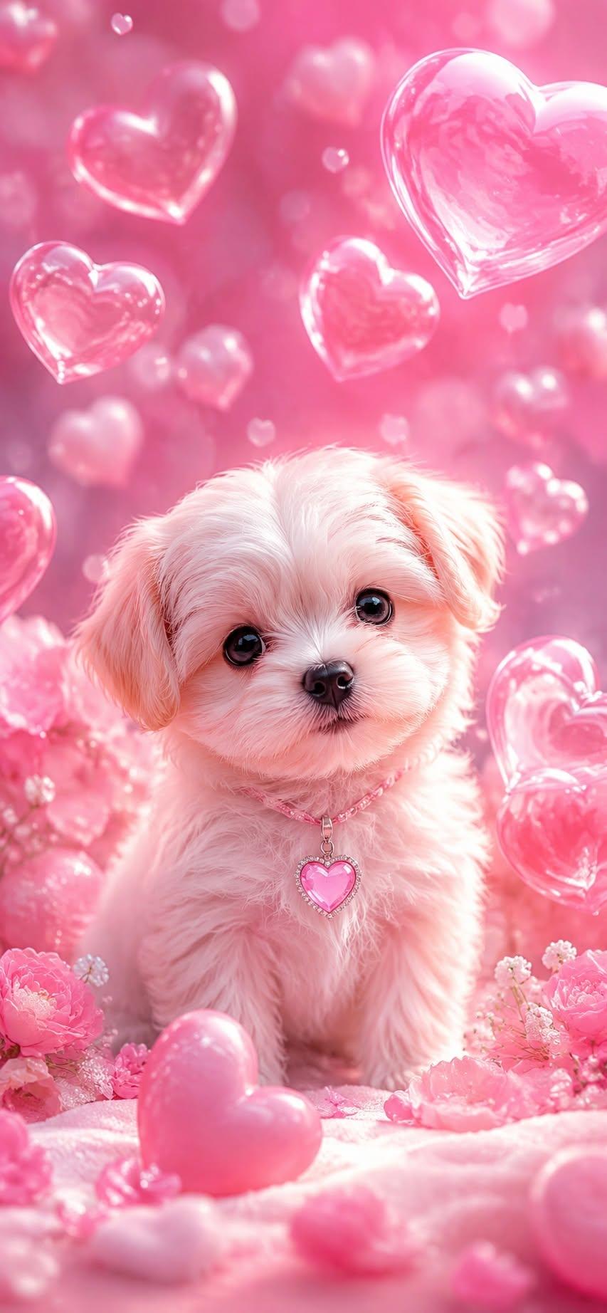 Pink Puppy Heart Wallpaper