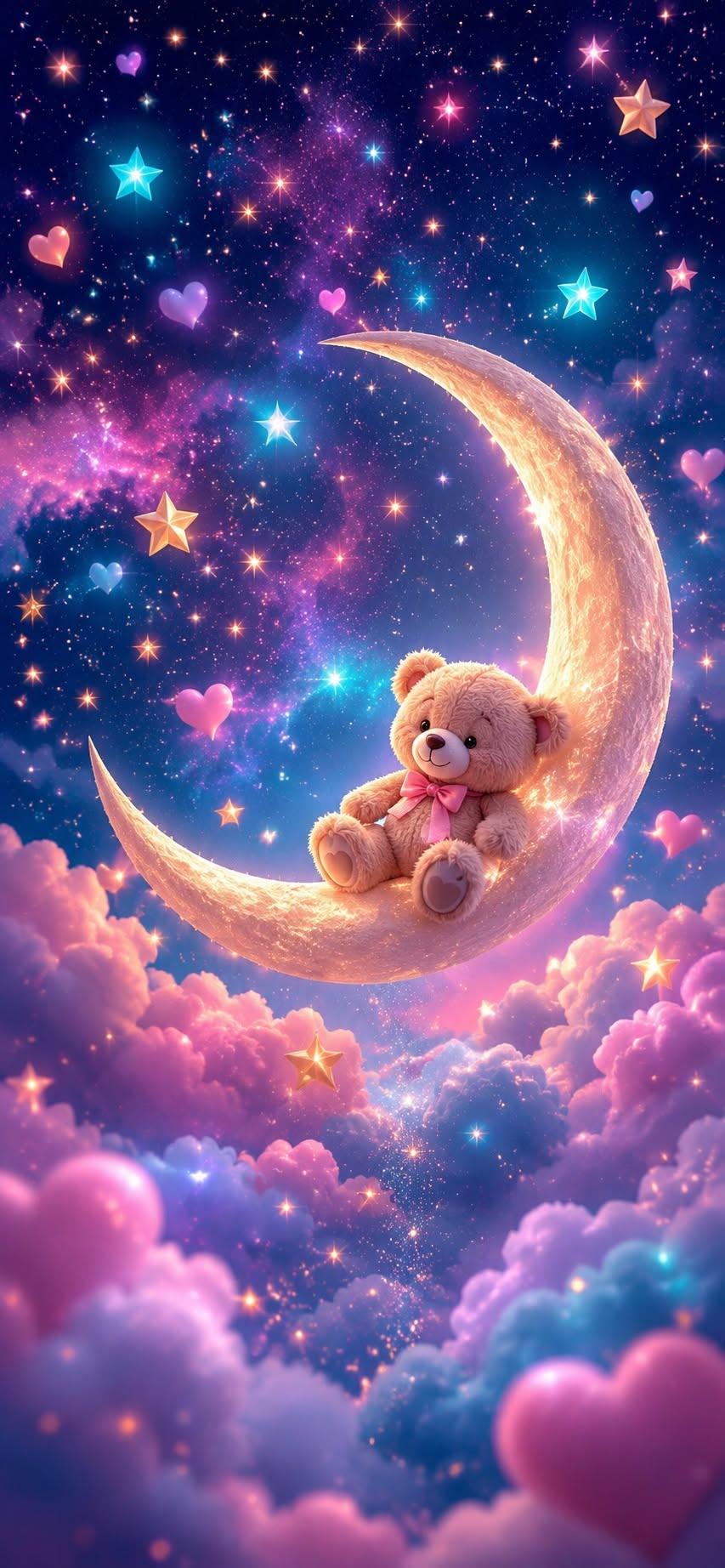 Teddy Bear Moon Wallpaper