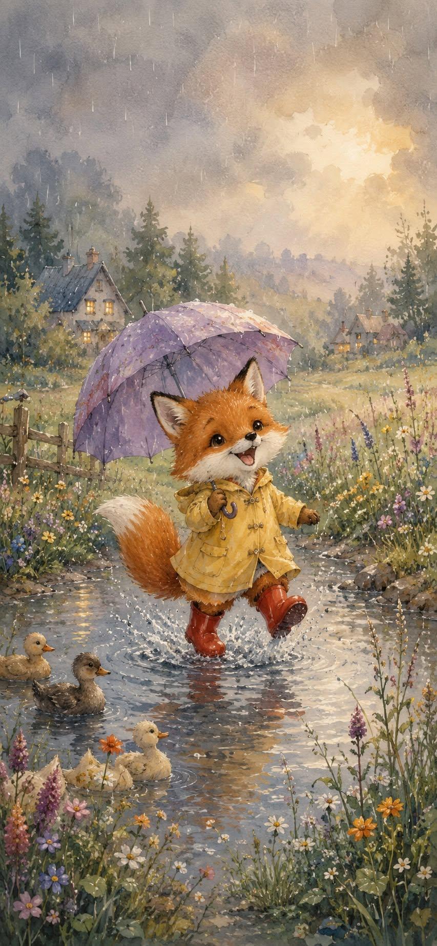 Rainy Fox Wallpaper