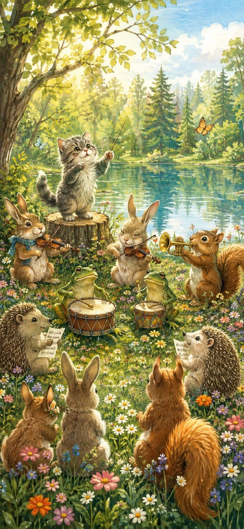 Woodland Animal Orchestra Wallpaper