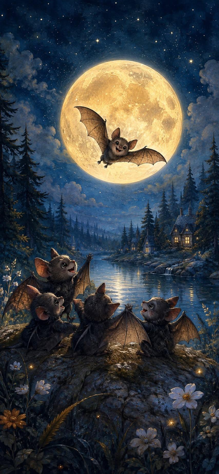 Moonlit Bat Wallpaper